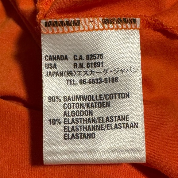 Escada Orange/White Stretch Cotton Jersey Racer Stripe T-Shirt, Size 34/US 4 - Picture 6 of 7